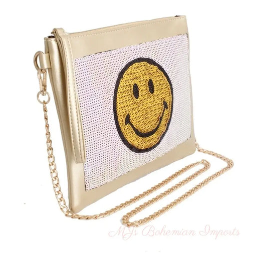 Gold Smile Sequin Clutch