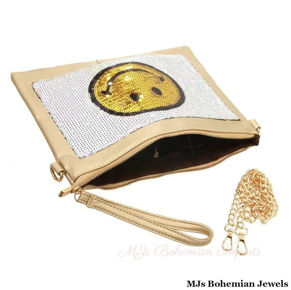 Gold Smile Sequin Clutch