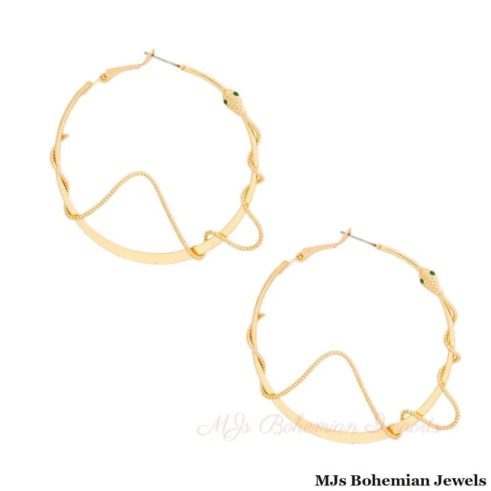 Gold Snake Wrapped Hoops
