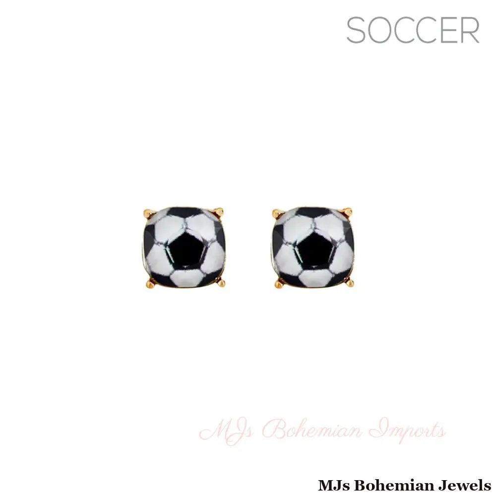 Gold Soccer Cushion Cut Studs