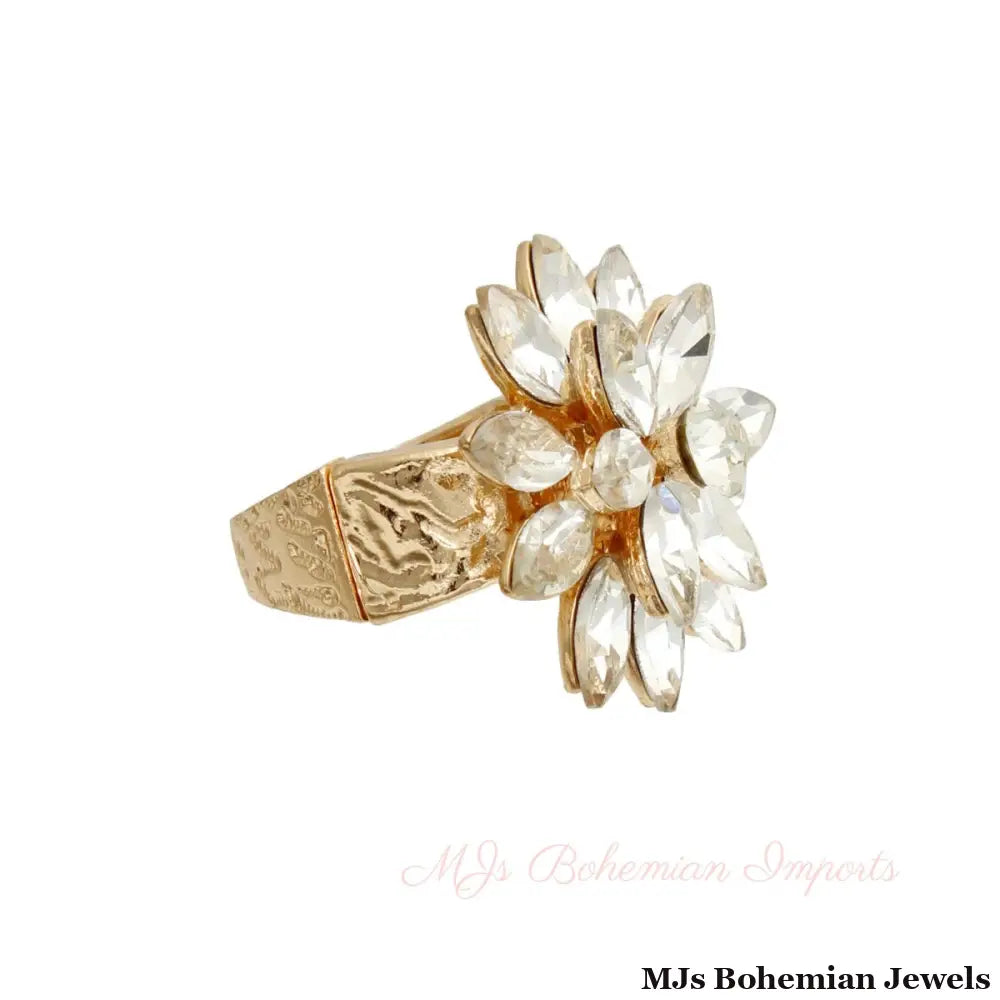 Gold Stacked Marquise Flower Ring