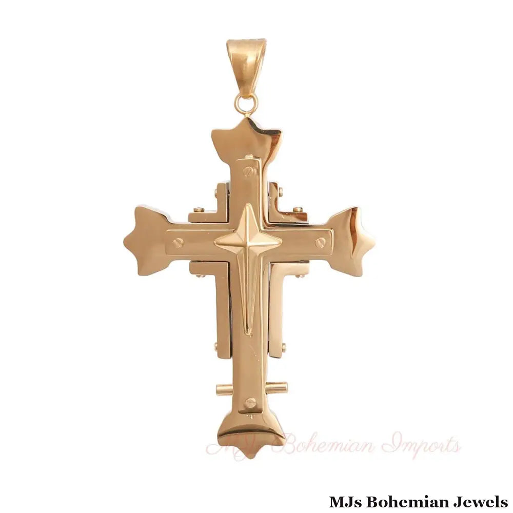 Gold Stainless Steel Cross Pendant
