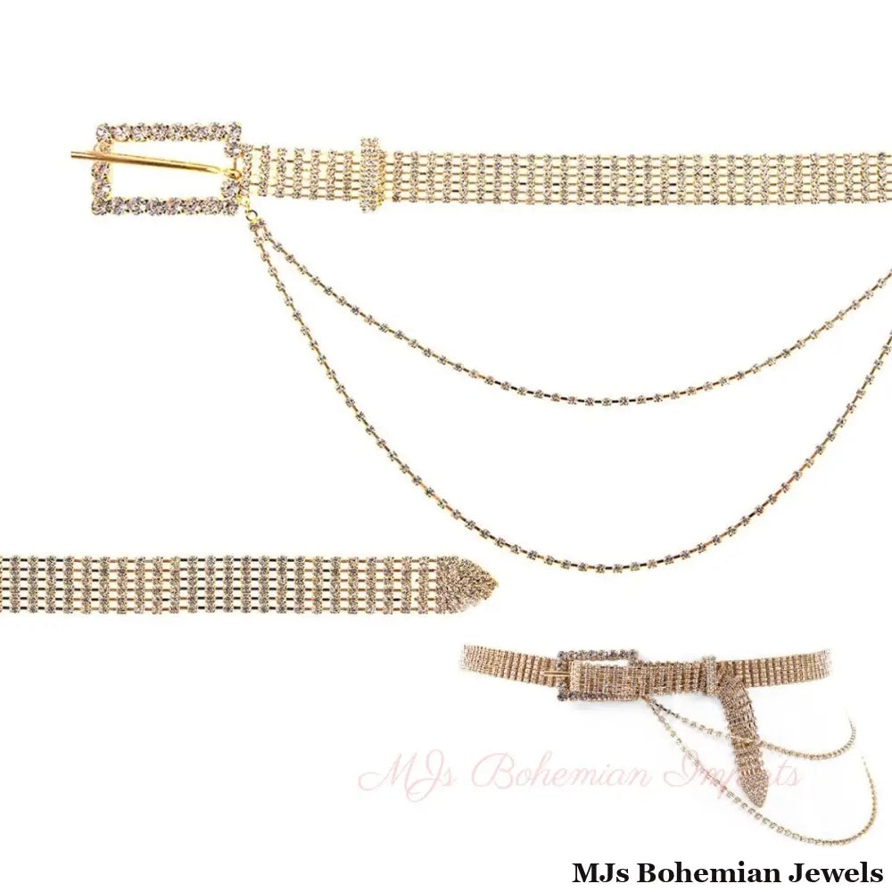 Gold Stone Drape Buckle Belt