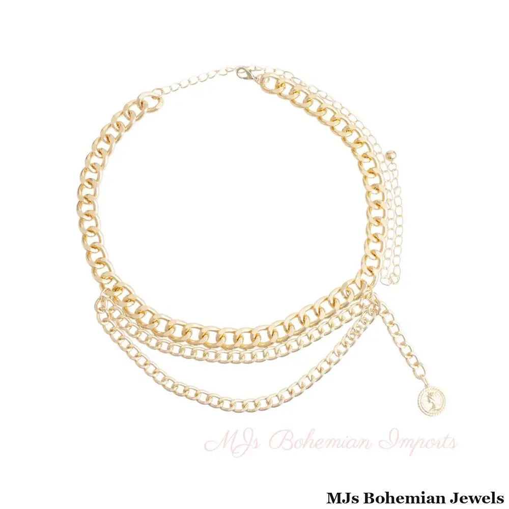 Gold Triple Chain Coin Belt