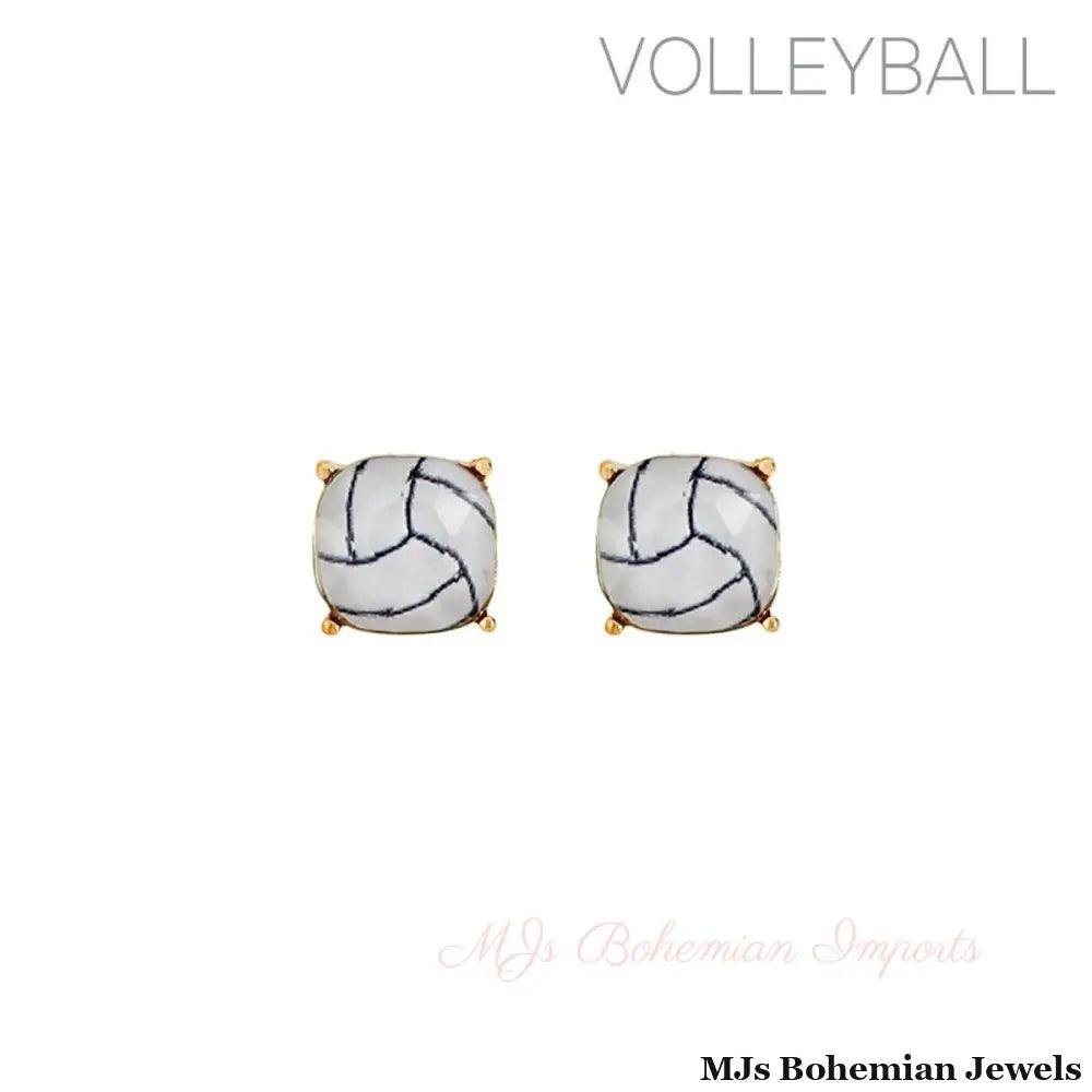 Gold Vollyball Cushion Cut Studs