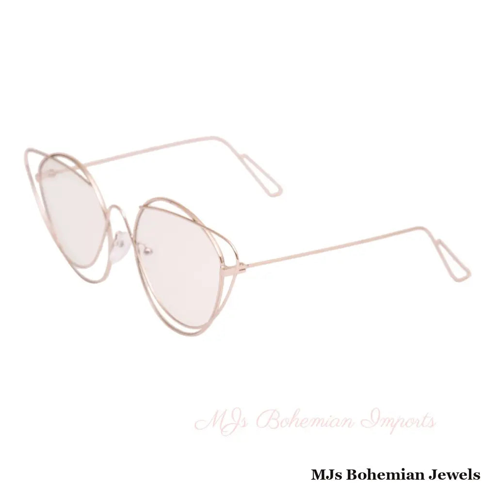Gold Wire Cat Eye Clear Glasses