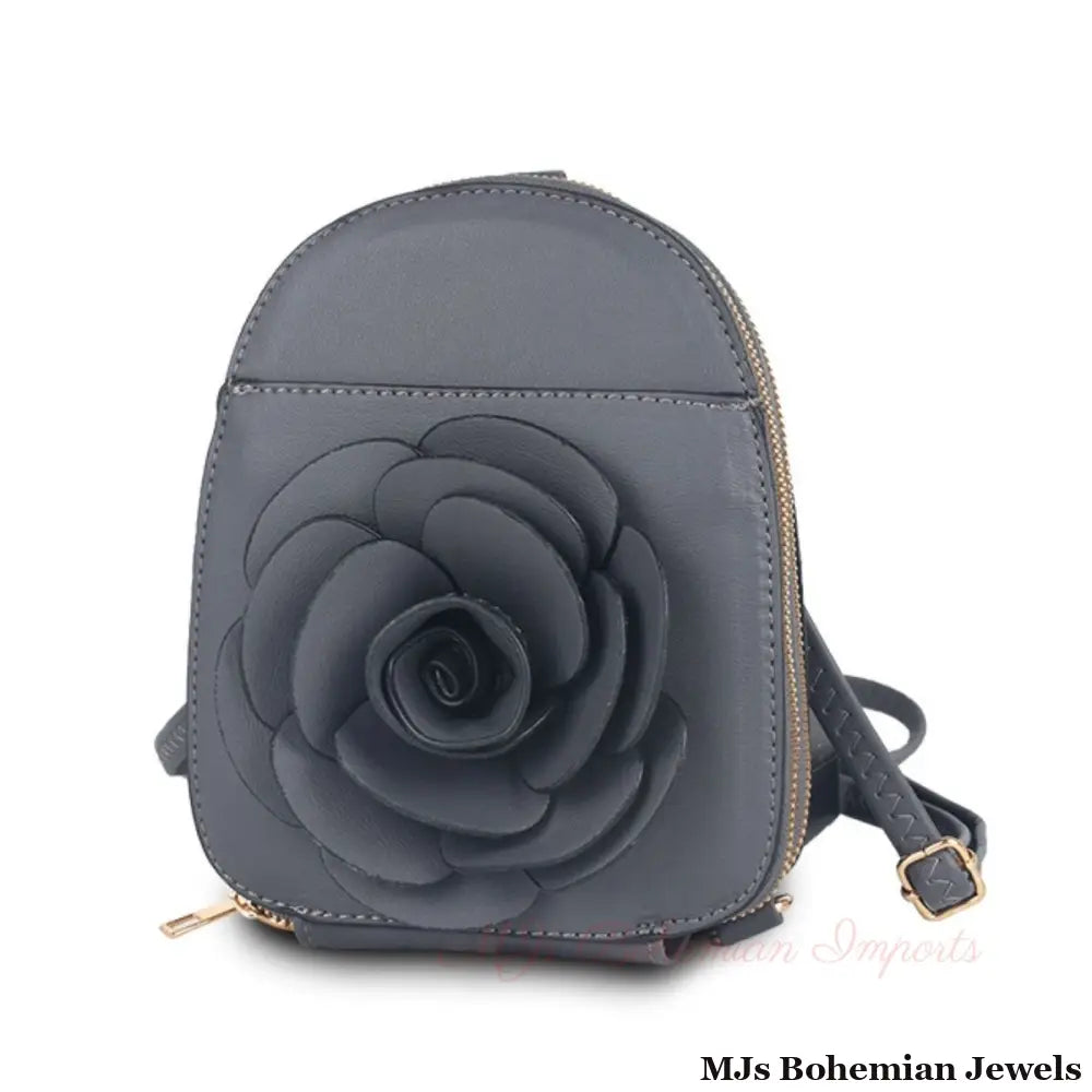 Gray Flower Mini Backpack