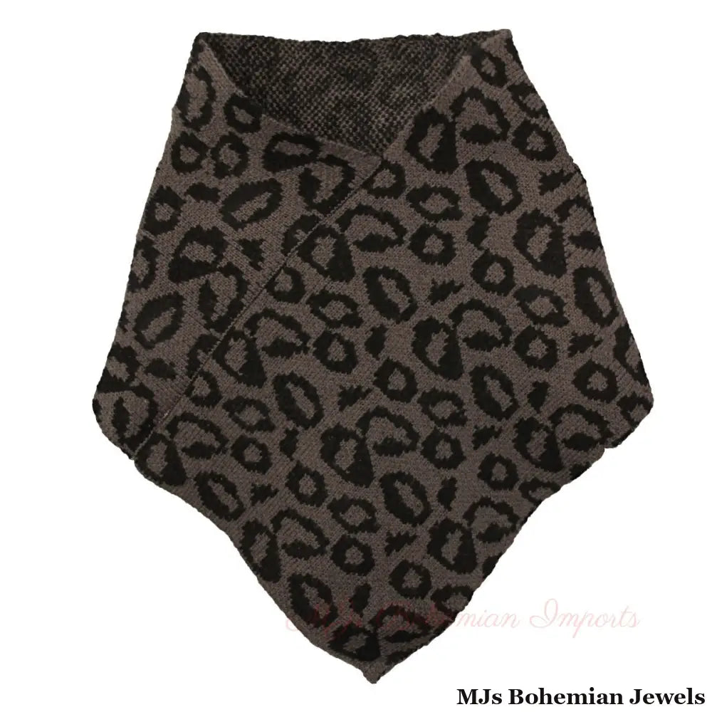 Gray Leopard Triangle Tube Scarf