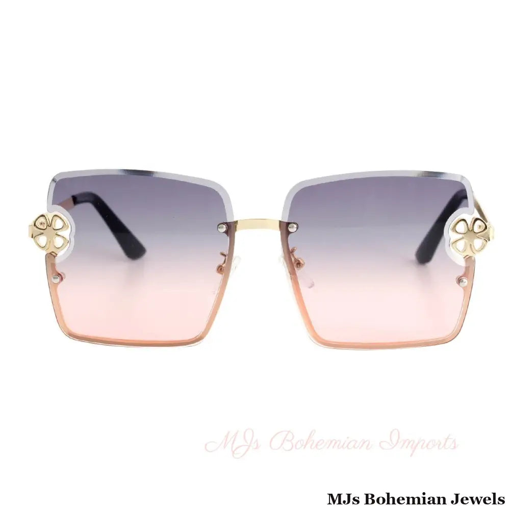 Gray Square Clover Sunglasses