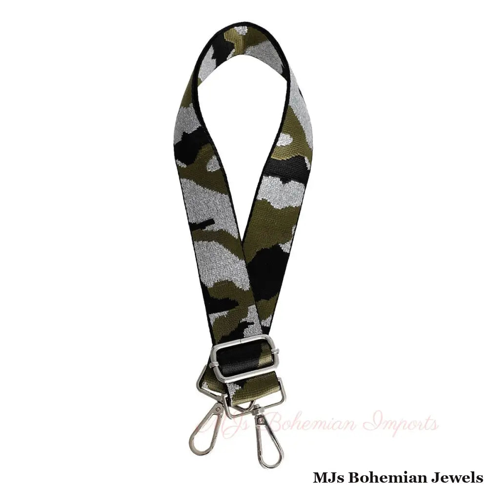 Green Camo Silver Bag Strap