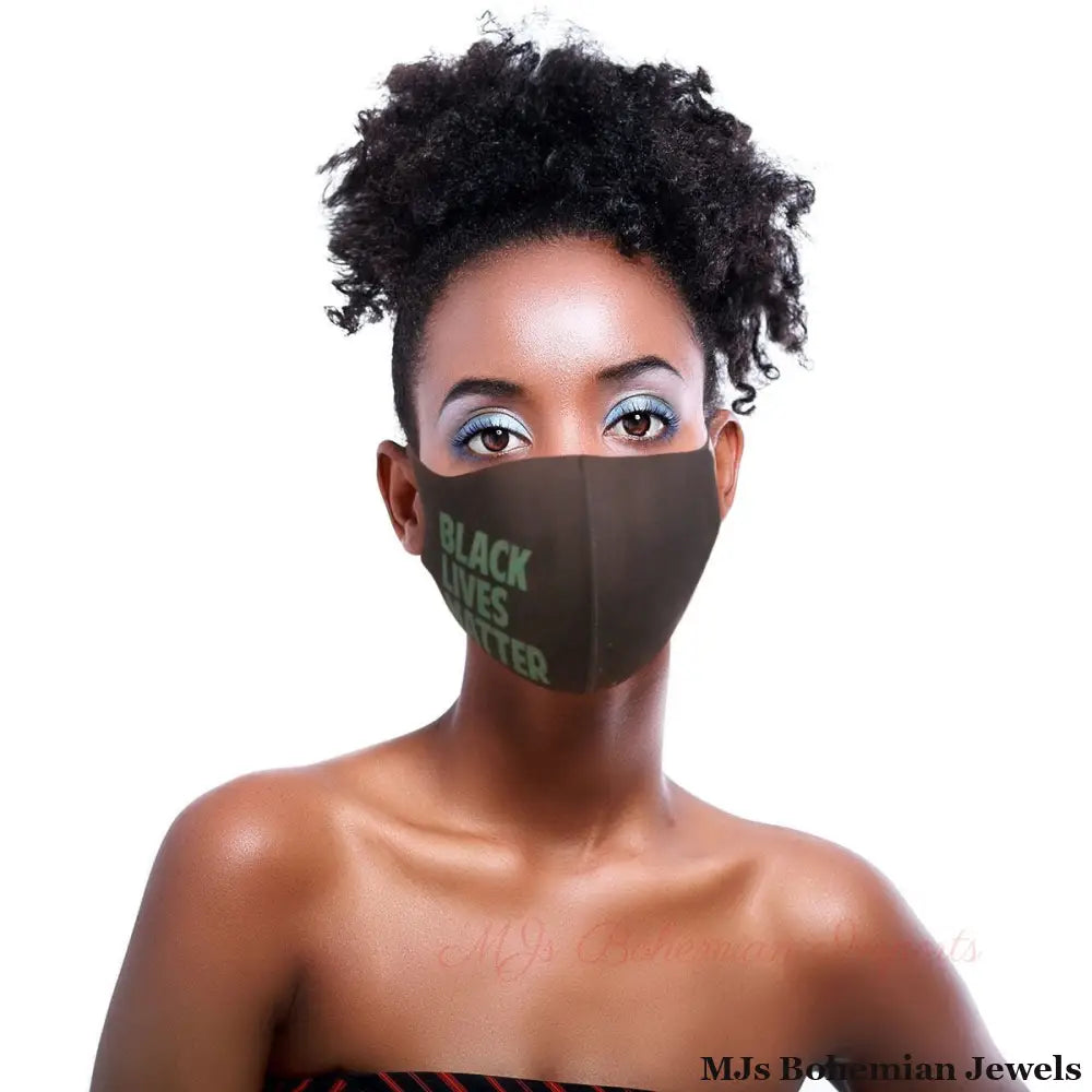 Green Print BLACK LIVES MATTER Mask