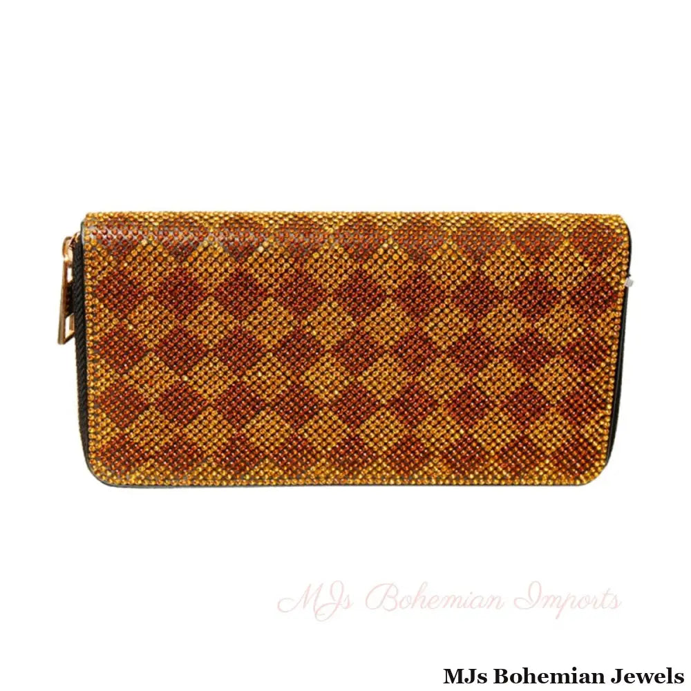 Harlequin Rhinestone Zippered Wallet