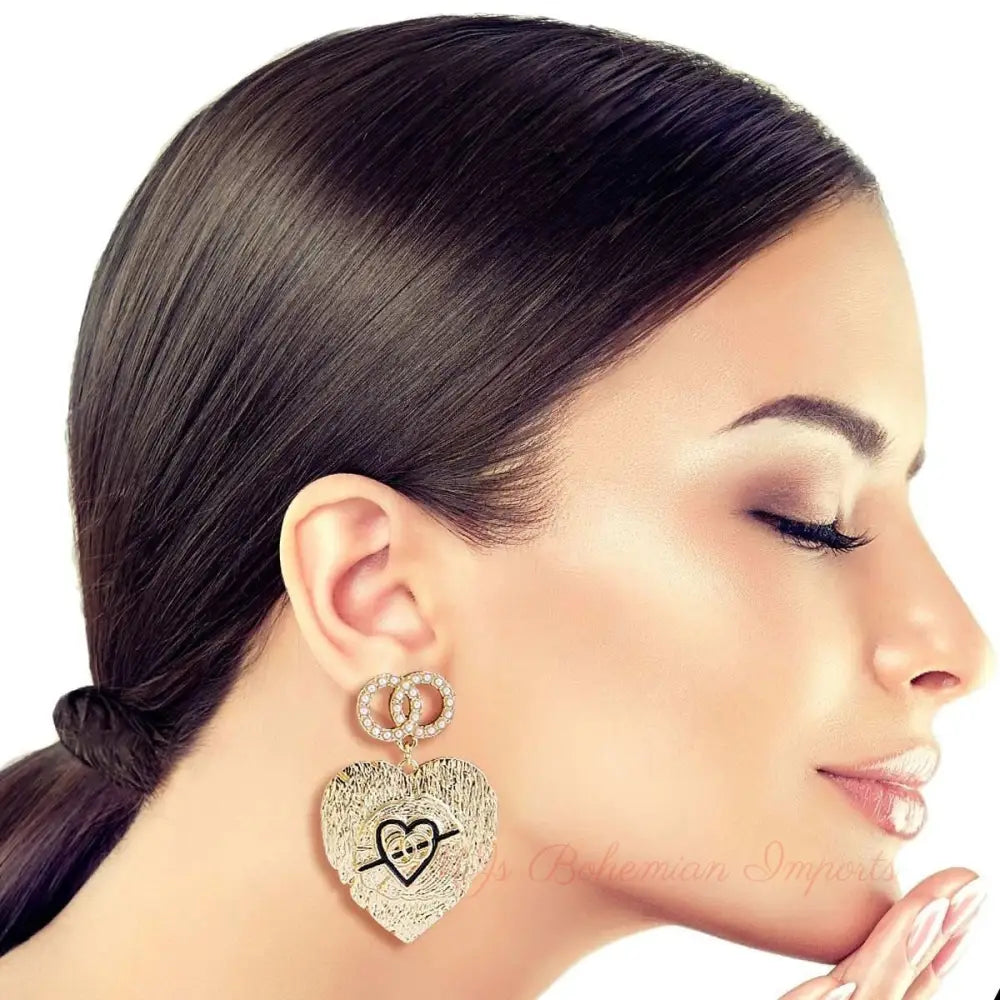 Heart of Gold: Textured Heart Earrings