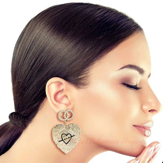 Heart of Gold: Textured Heart Earrings