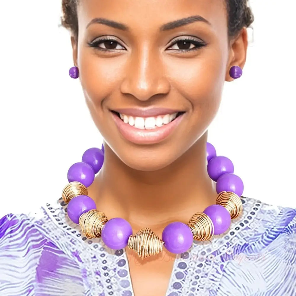 Heavy Purple Tribal Bead Set