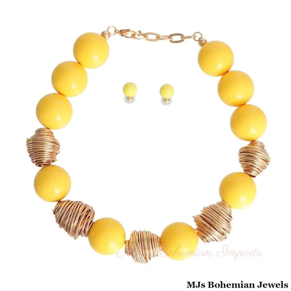 Heavy Yellow Tribal Bead Set