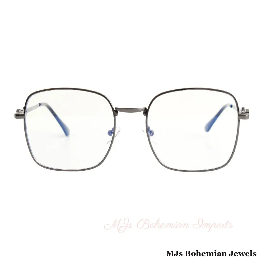 Hematite Blue Light Square Glasses