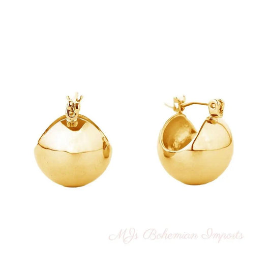 Hoop 14K Gold Small Ball Earrings for Women