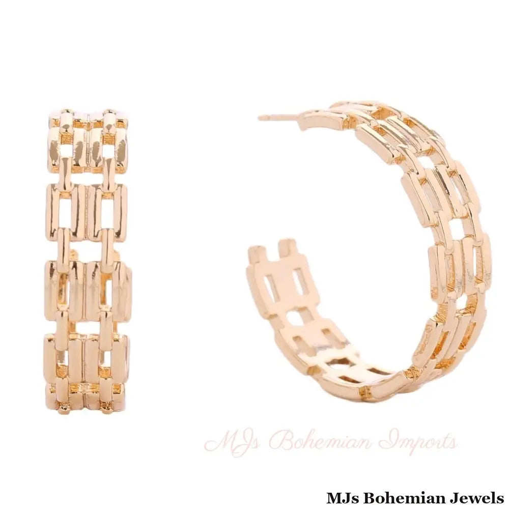 Hoop 14K Gold Small Chain Link Earrings for Women