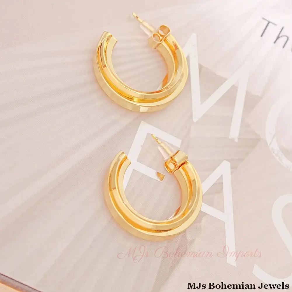 Hoop 14K Gold Small Solid Metal Earrings for Women