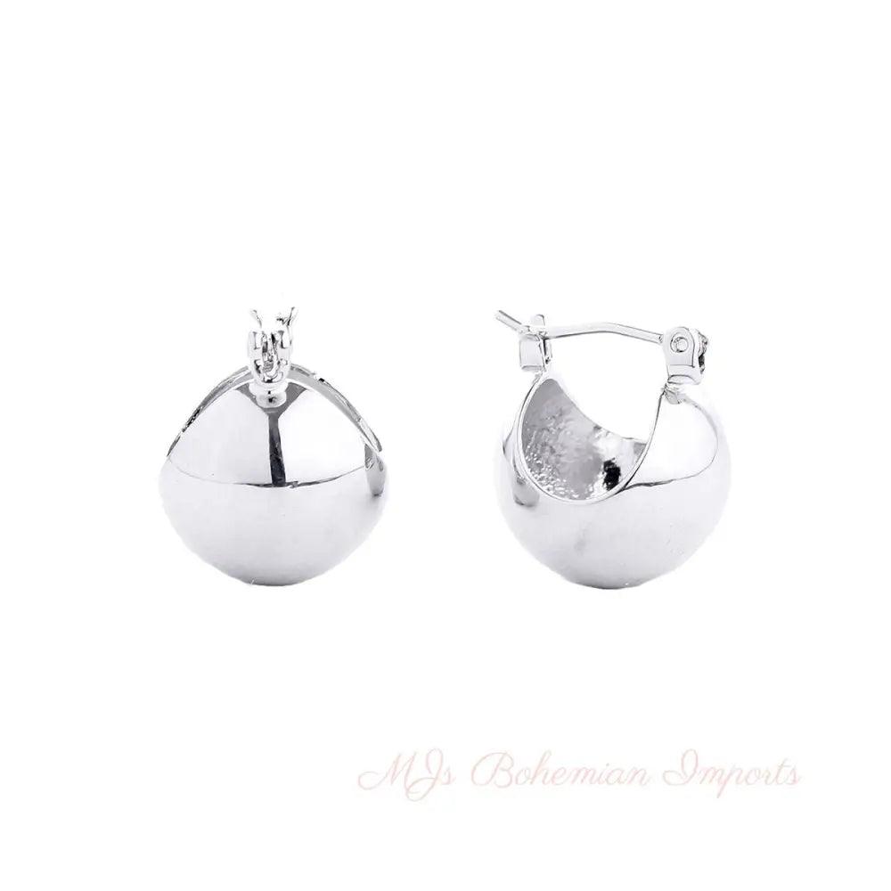 Hoop White Gold Mini Ball Earrings for Women