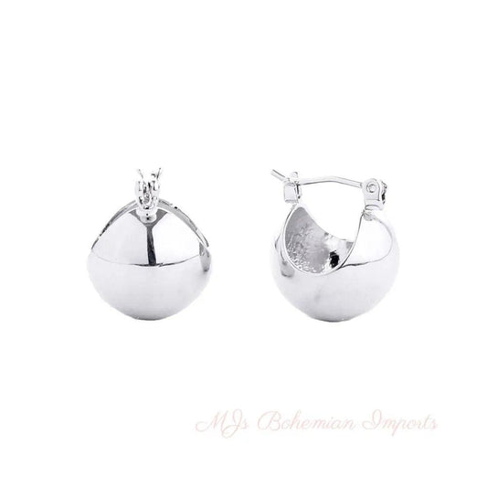 Hoop White Gold Mini Ball Earrings for Women