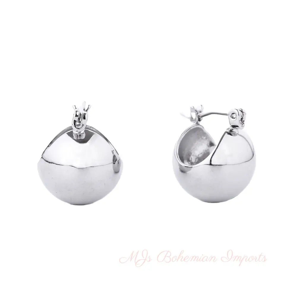 Hoop White Gold Small Ball Earrings for Women