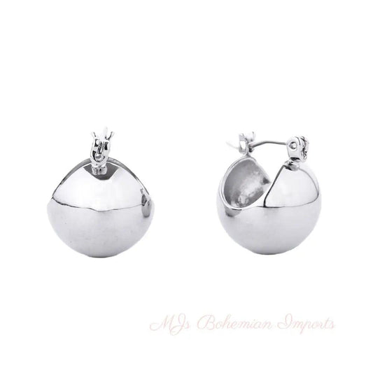Hoop White Gold Small Ball Earrings for Women