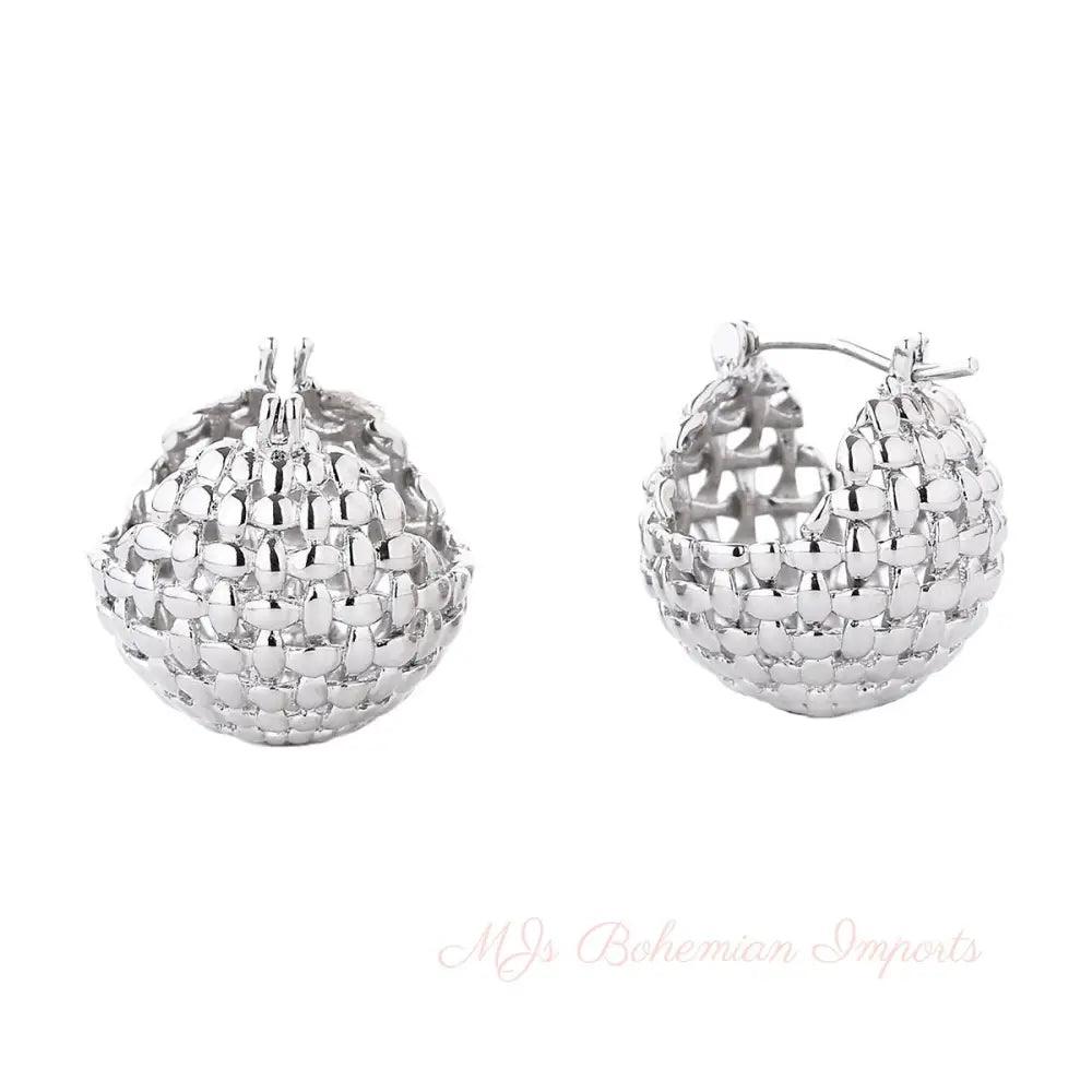 Hoop White Gold Small Basket Earrings for Women