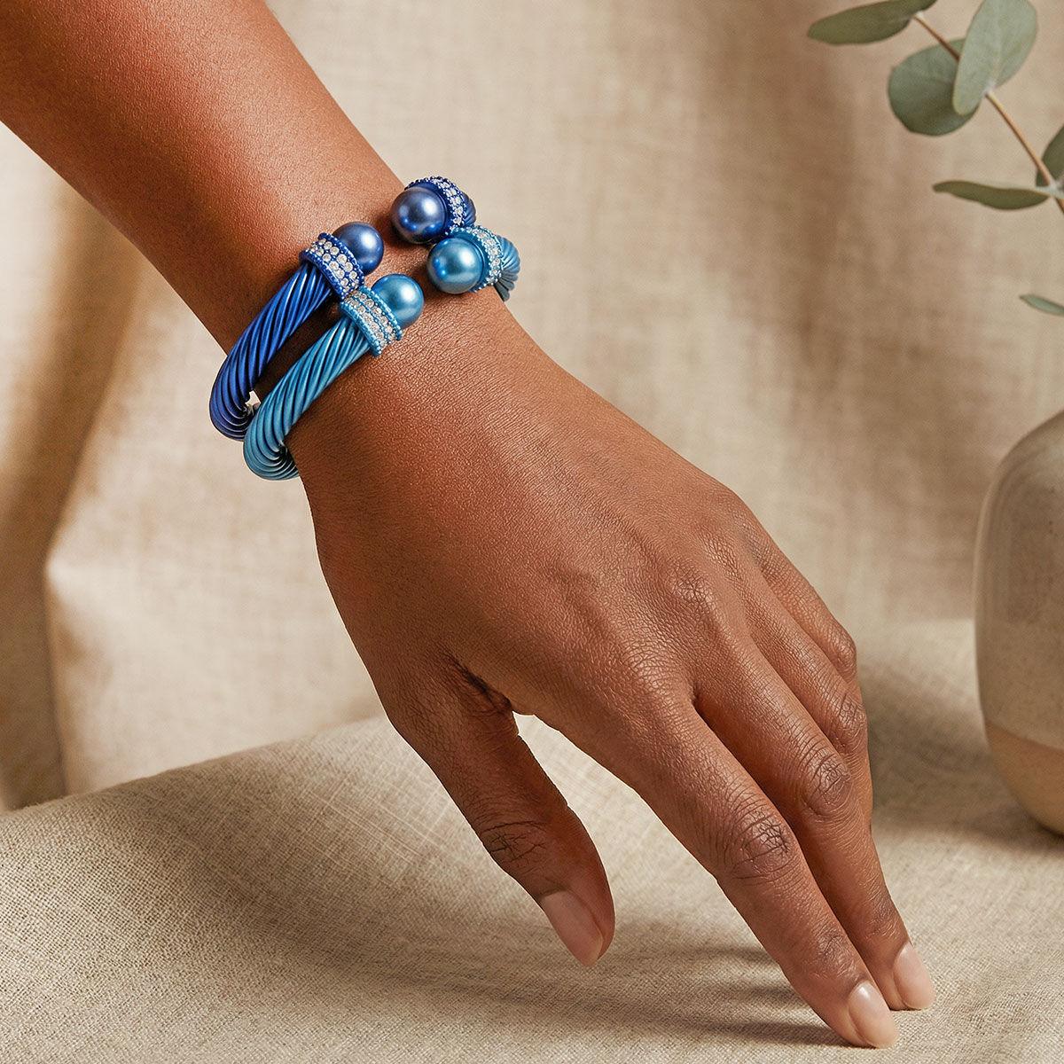 ZPB Zeta Amicae 2 Pcs Blue Thick Cable Bangles
