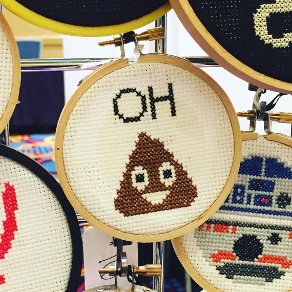 Oh Poop Emoji Counted Cross Stitch DIY KIT Beginner