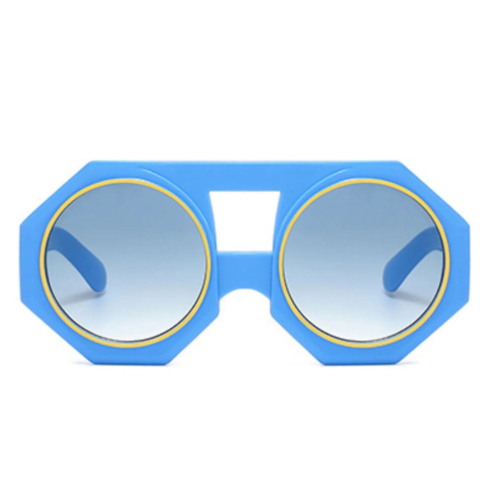 Sunglasses Blue Geometric Chunky Round for Women