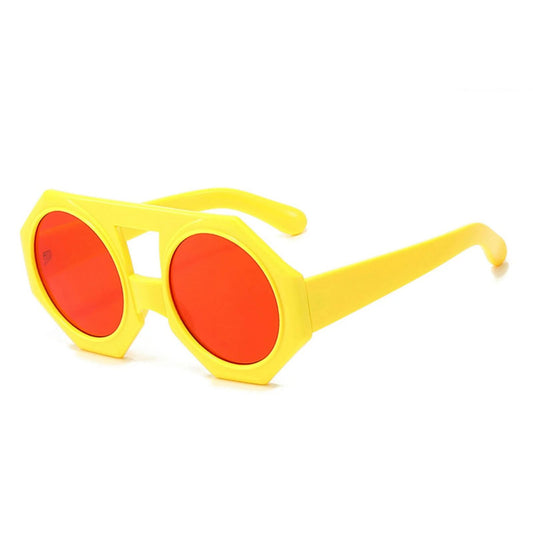 Sunglasses Yellow Geometric Chunky Round for Women
