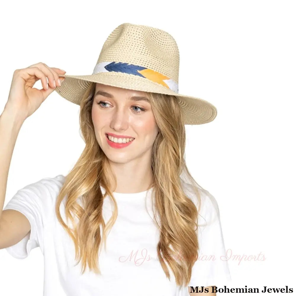 Ivory Chevron Band Panama Hat