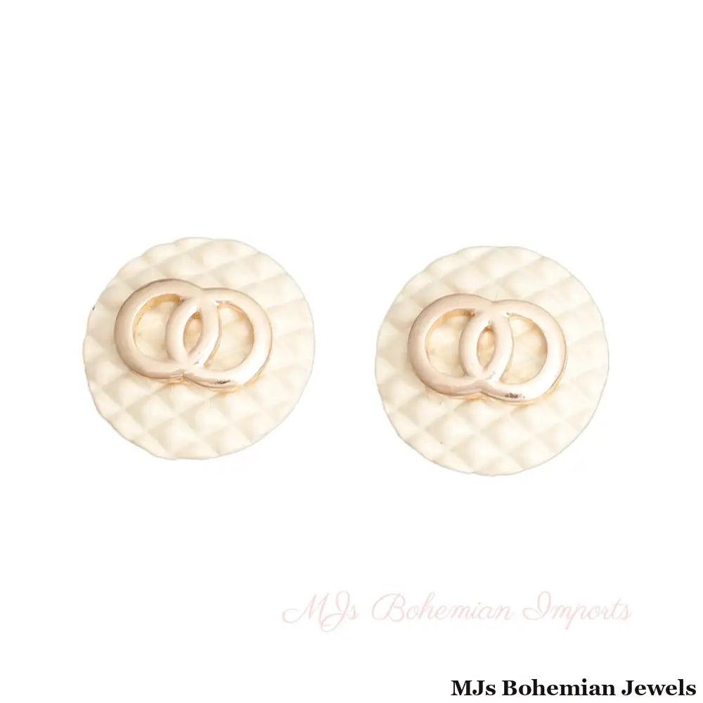 Ivory Quilted Elegance Studs - Bespoke Style
