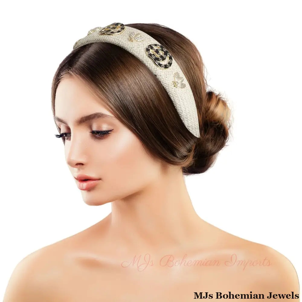 Ivory Raffia Royale Headband - Bespoke Style