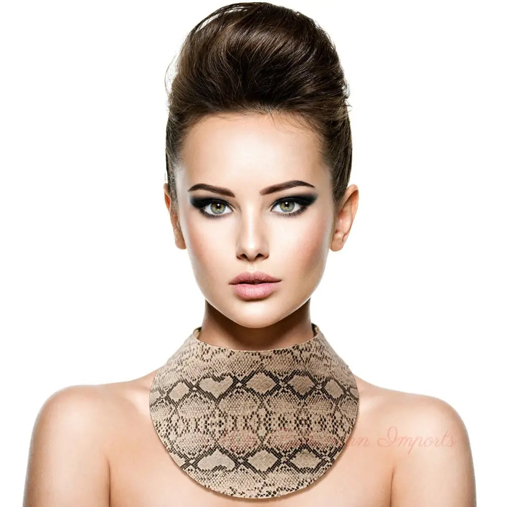 Ivory Snake Print Collar Choker Set