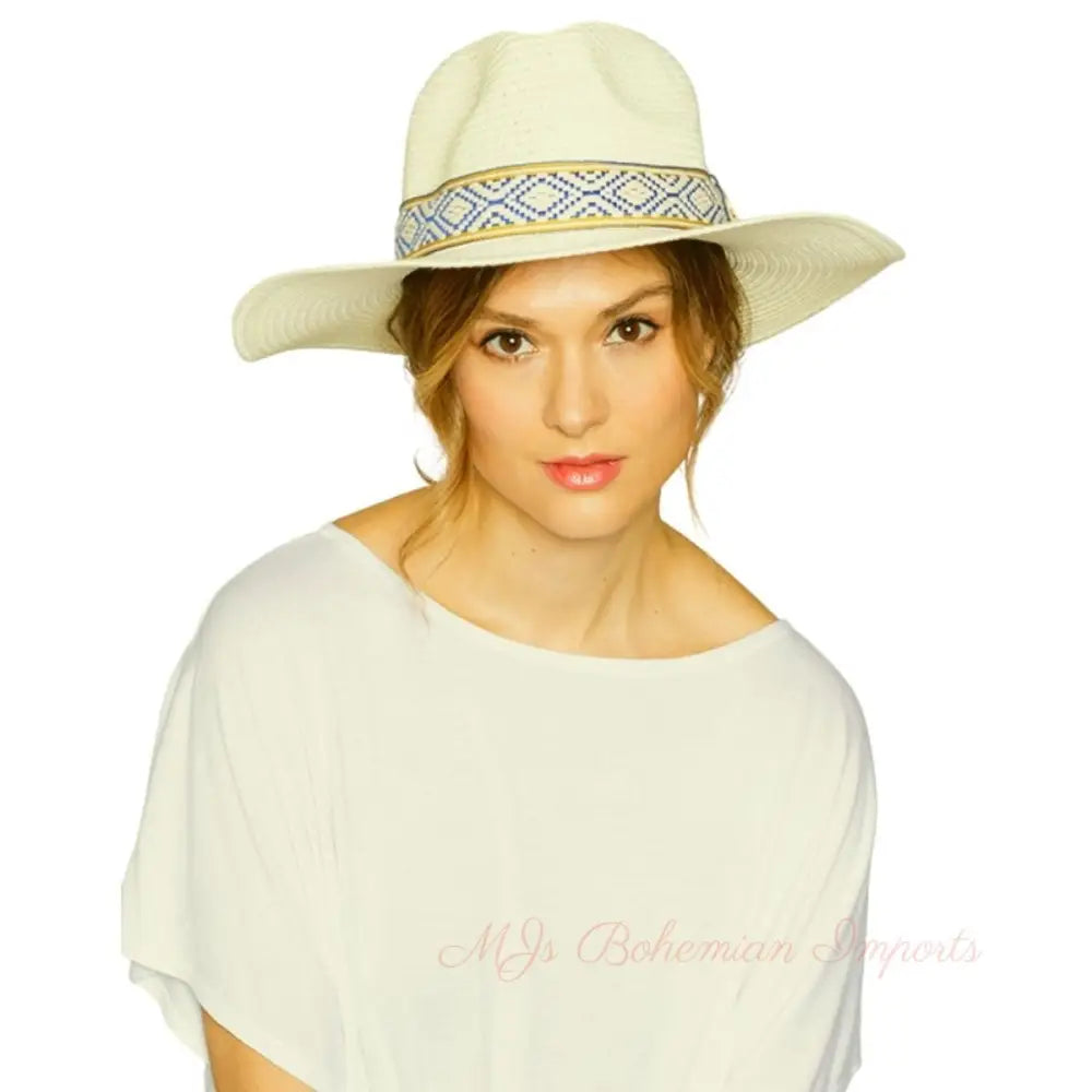 Ivory Straw Panama Fedora