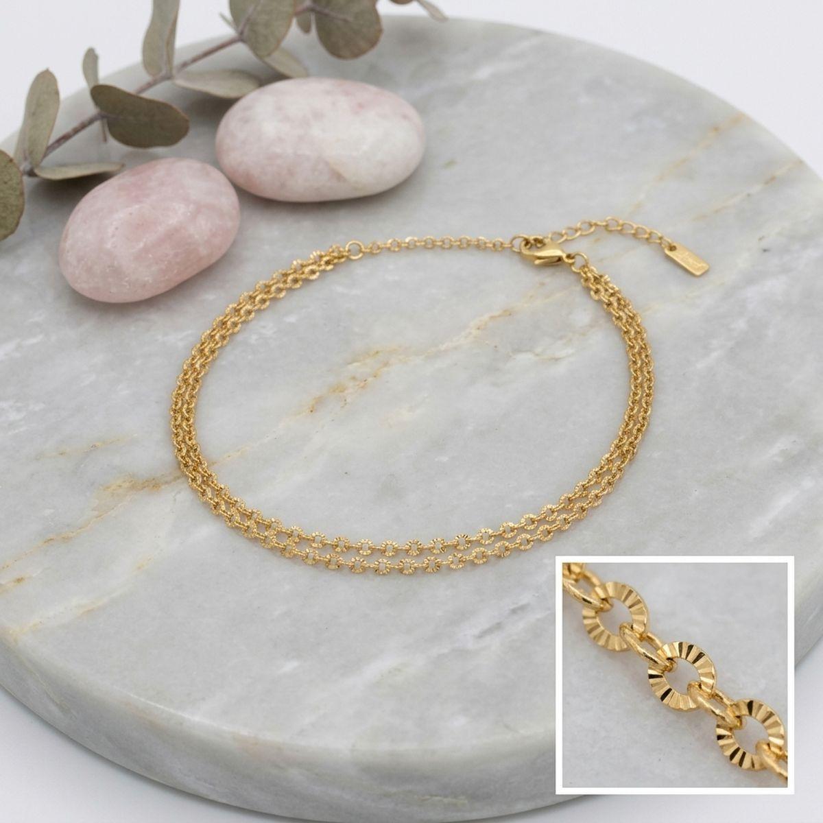 18k Gold Steel Double Layer Chain Anklet