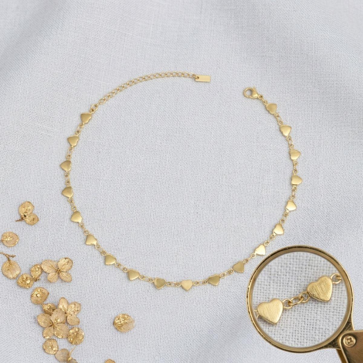 18k Gold Steel Heart Chain Anklet for Women