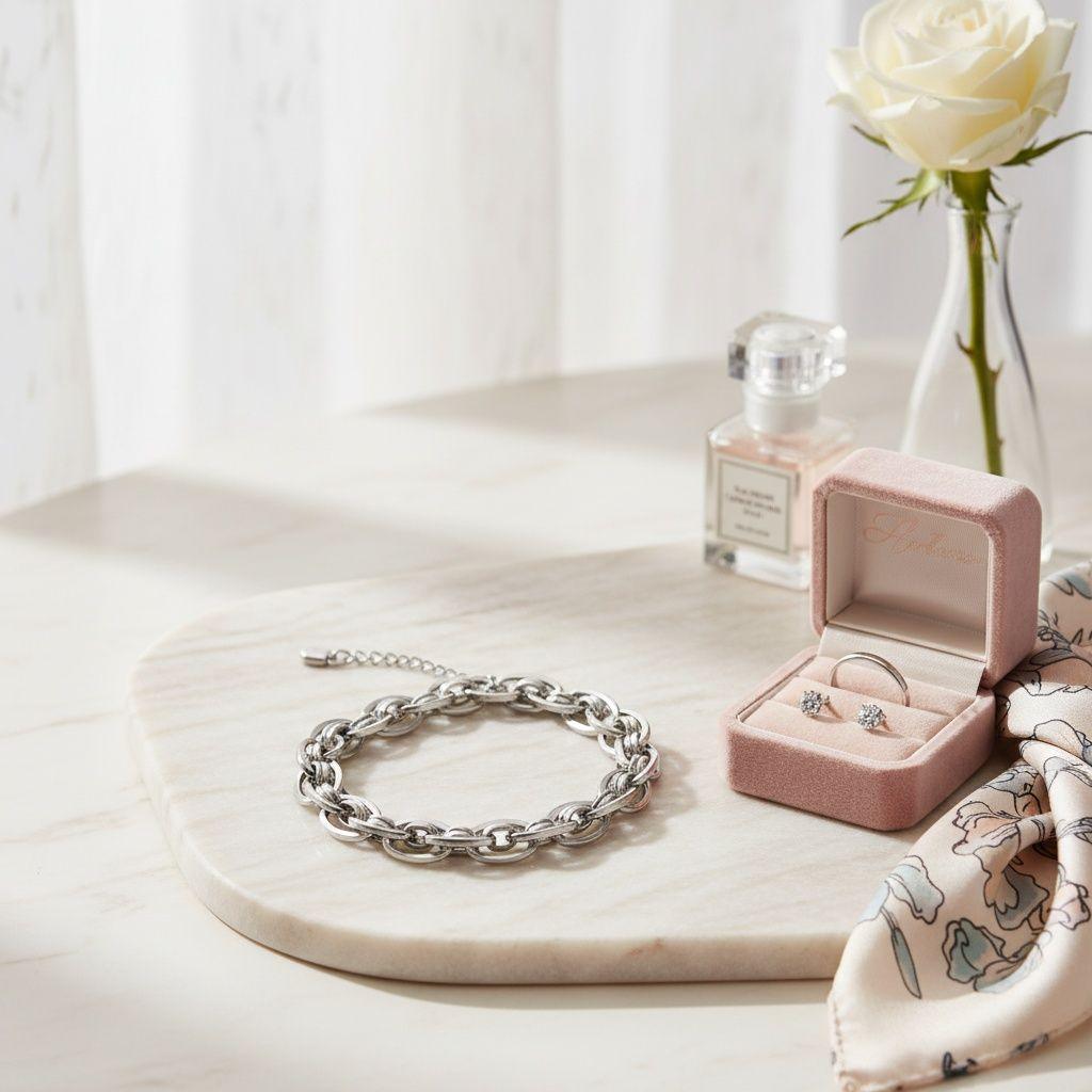 8mm Silver Stainless Steel Handmade Chain Bracelet
