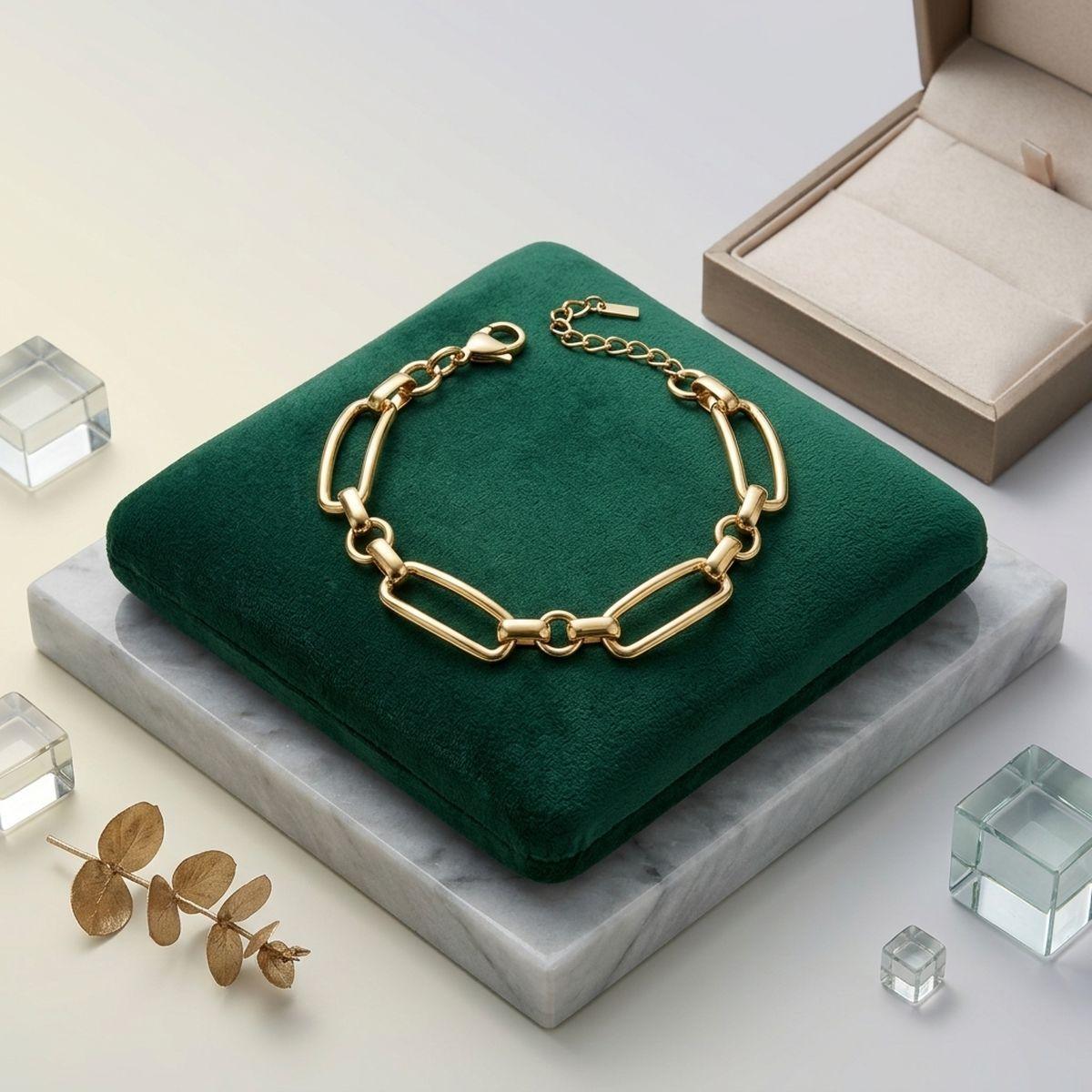 18K Gold Stainless Bracelet with Handmade Links