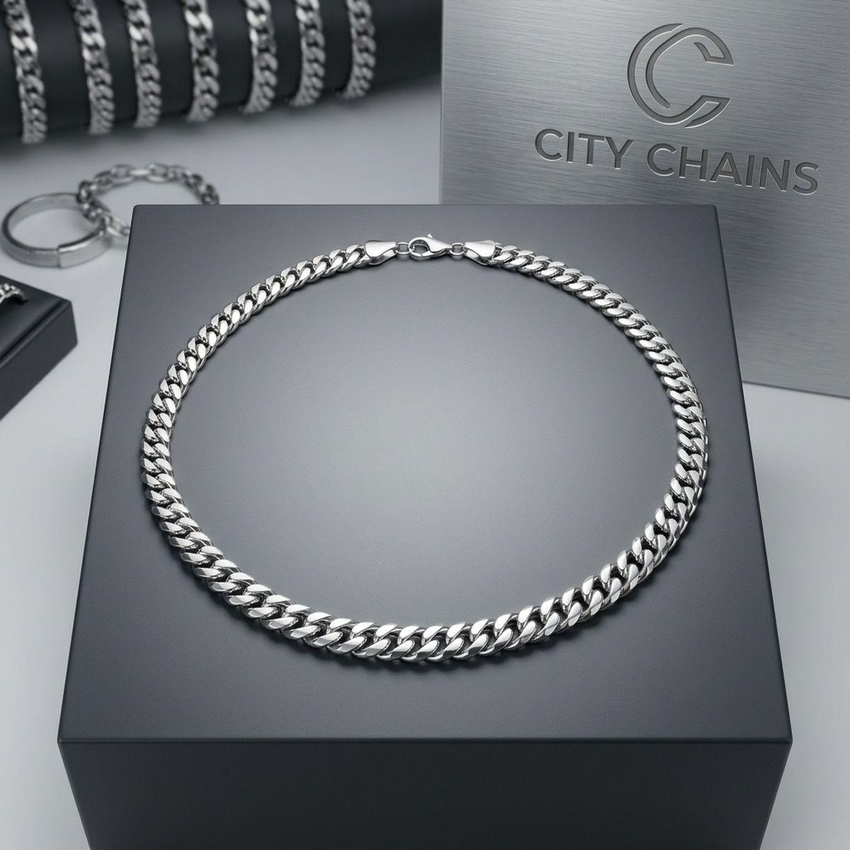Unisex 20in 6DC 8mm Silver Stainless Steel Chain