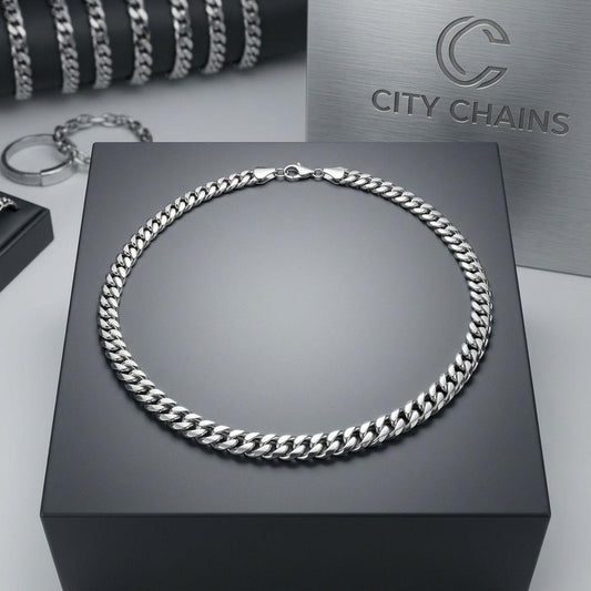 Unisex 20in 6DC 8mm Silver Stainless Steel Chain