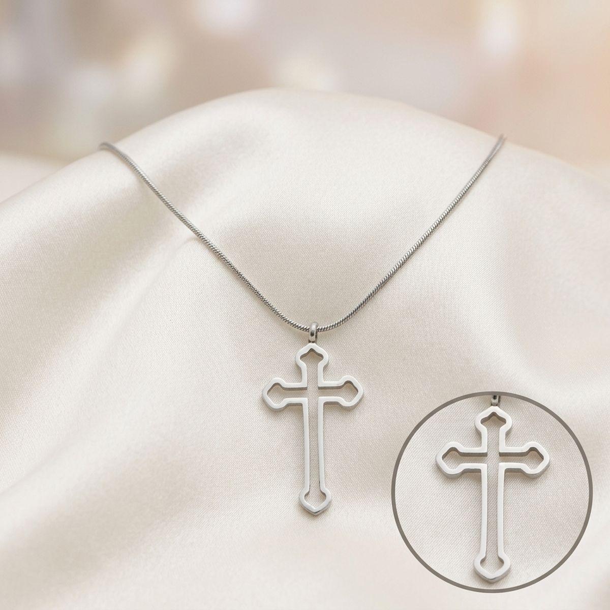 Stainless Steel Cross Pendant Chain Necklace
