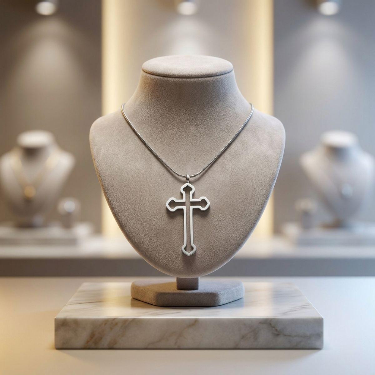 Stainless Steel Cross Pendant Chain Necklace