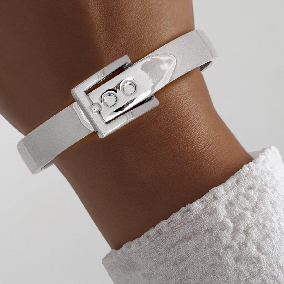 Bangle Silver Belt Buckle Contemporary Bracelet
