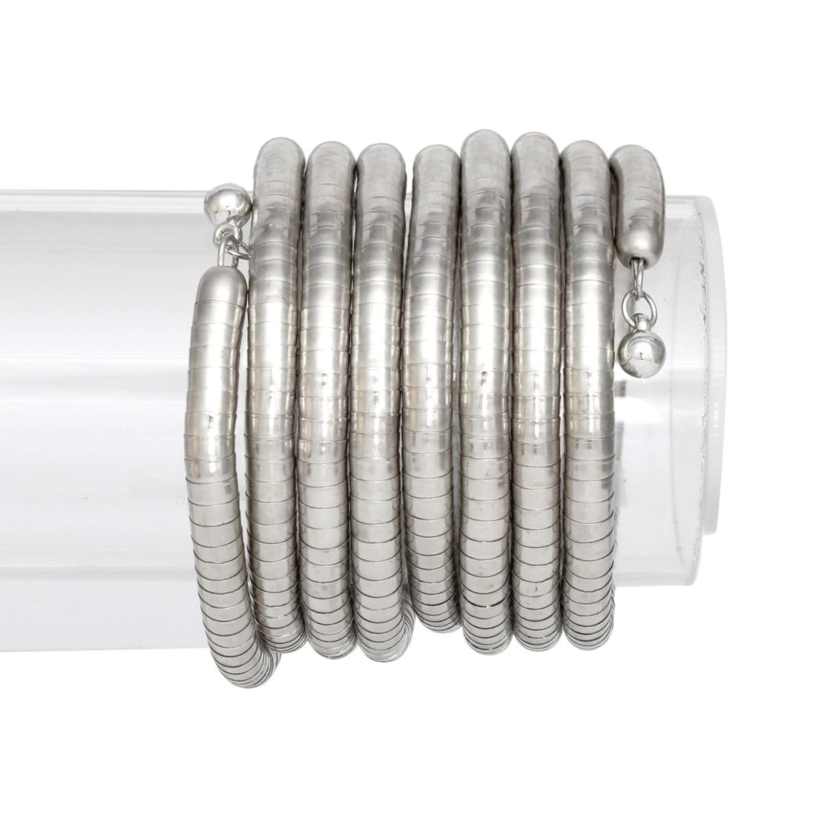 Bangle Silver Tubogas Style Flex Spring Bracelet