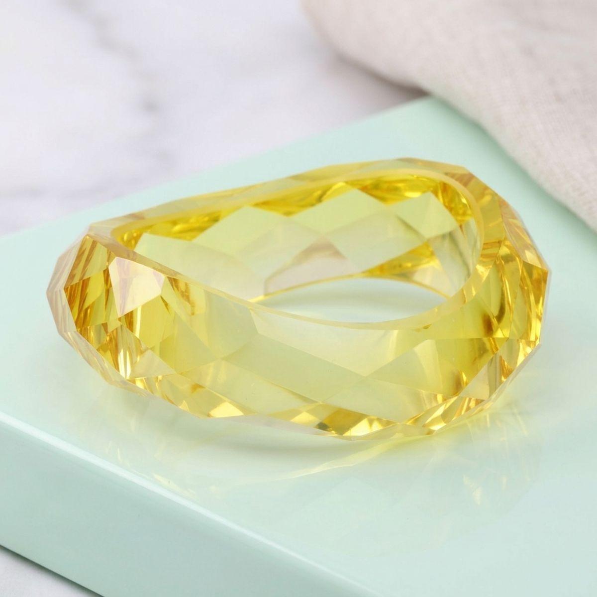 Bangle Transparent Yellow Prism Wave Facet Bracelet