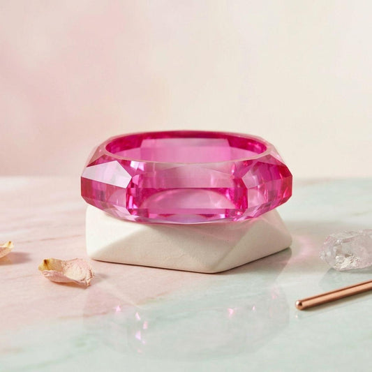 Bangle Transparent Pink Octagon Facet Bracelet